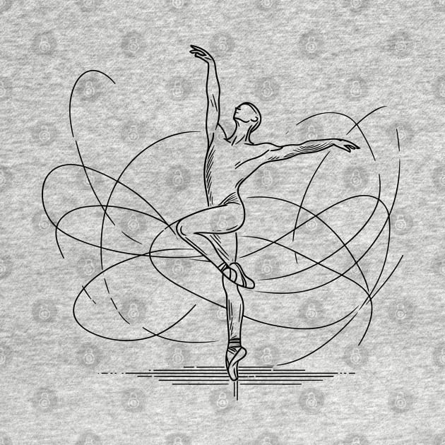 Black one line art Ballet Male dancer by PrintSoulDesigns